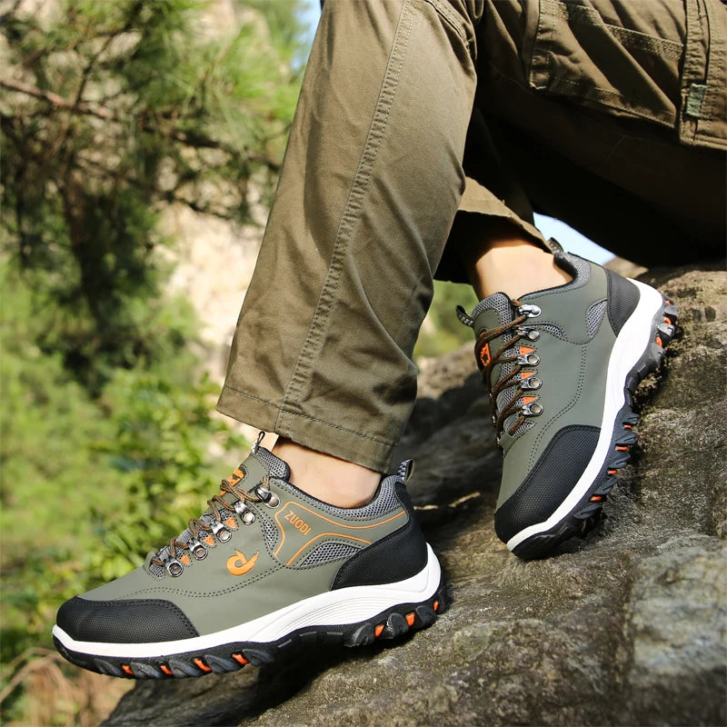 Men's Leather Casual Sport Sneakers — Lightweight Walking Shoes