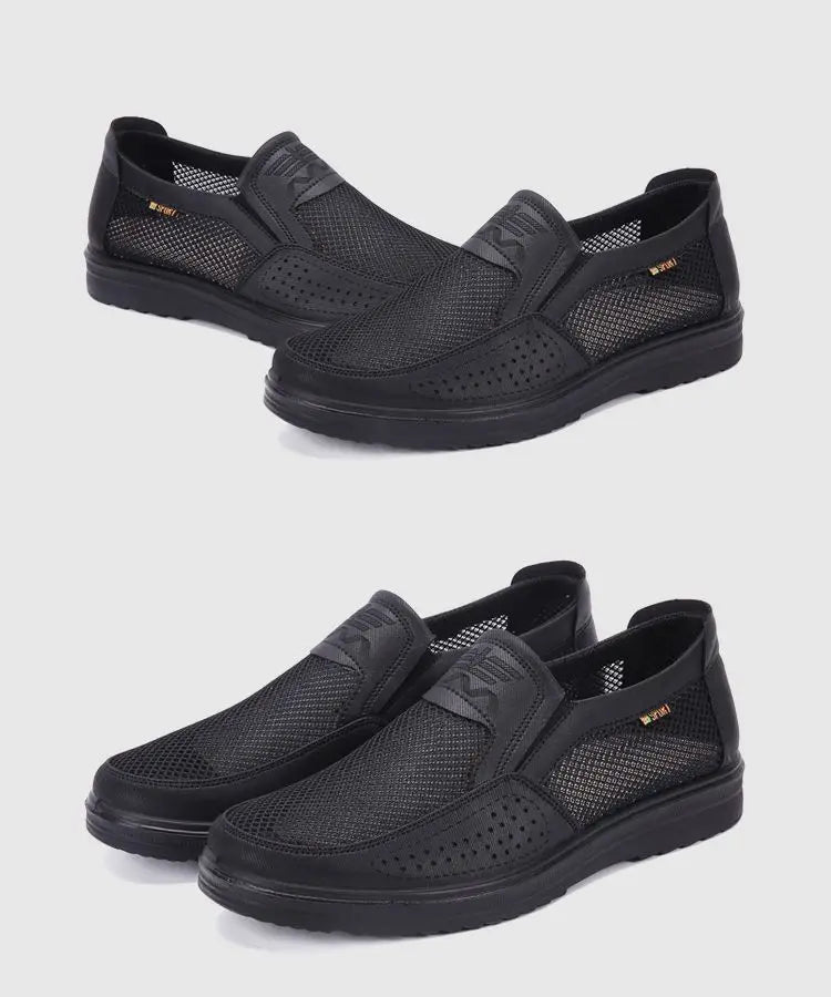 Men's Breathable Mesh Chunky Sole Sneakers — Lightweight Slip-On