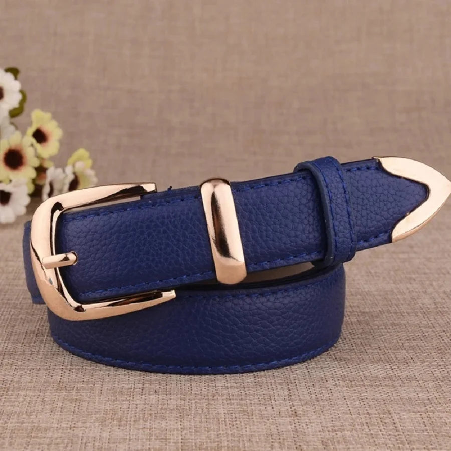 Women's Vintage Pin Buckle PU Leather Trouser Belt — Solid Casual Waistband