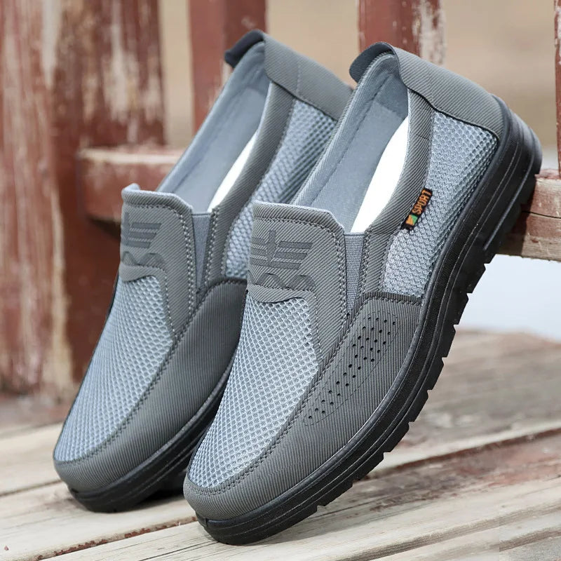 Men's Breathable Mesh Chunky Sole Sneakers — Lightweight Slip-On