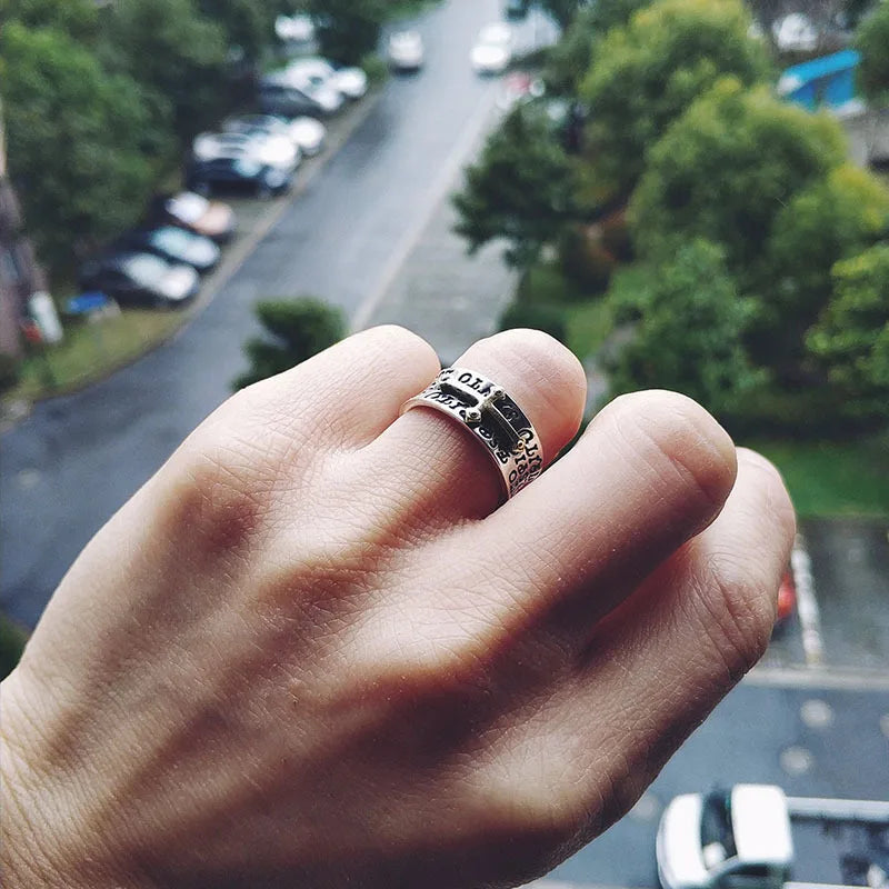Men's Retro Two-Tone Cross Ring — Adjustable Copper Silver Plated Luxury Statement Ring