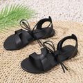 Women's Peep Toe Flat Sandals — Lace-Up Dress Sandals for Summer