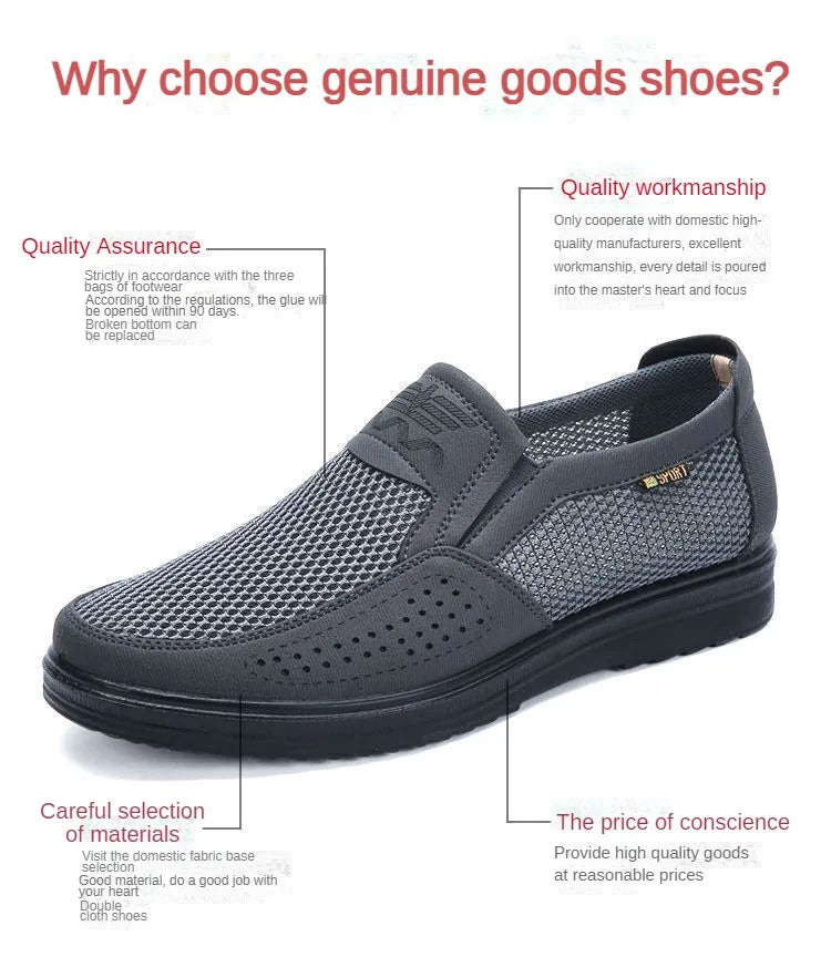 Men's Breathable Mesh Chunky Sole Sneakers — Lightweight Slip-On