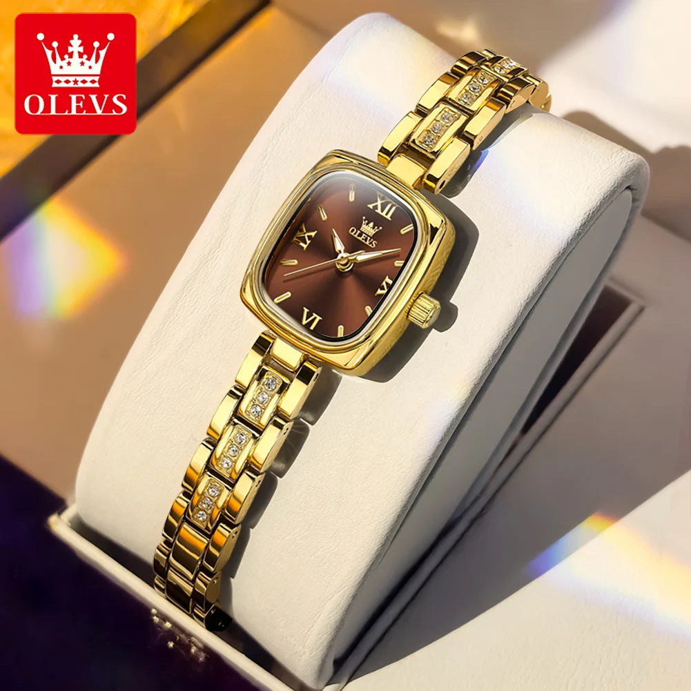 OLEVS Women's Luxury Square Bracelet Luminous Waterproof Quartz Dress Watch