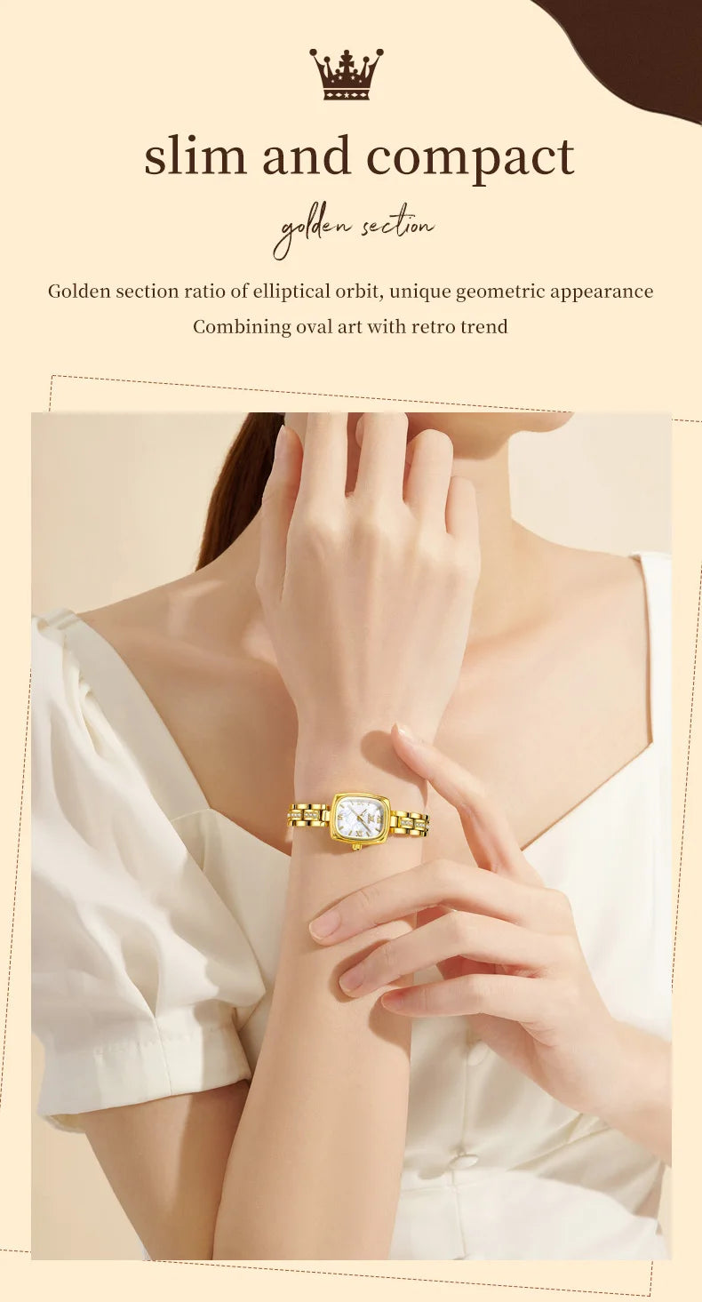 OLEVS Women's Luxury Square Bracelet Luminous Waterproof Quartz Dress Watch