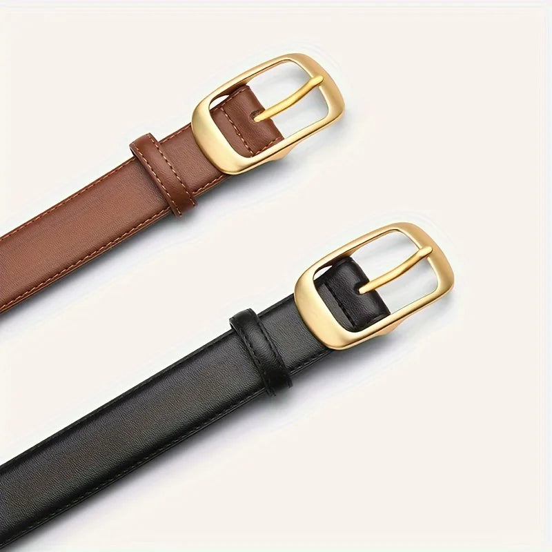 Women's PU Leather Belt — Alloy Metal Pin Buckle Fashion Strap for Jeans