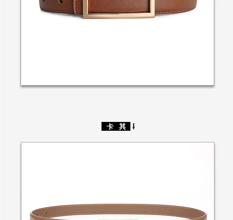 Women's Genuine Leather Belt — Metal Buckle Strap for Jeans & Dresses