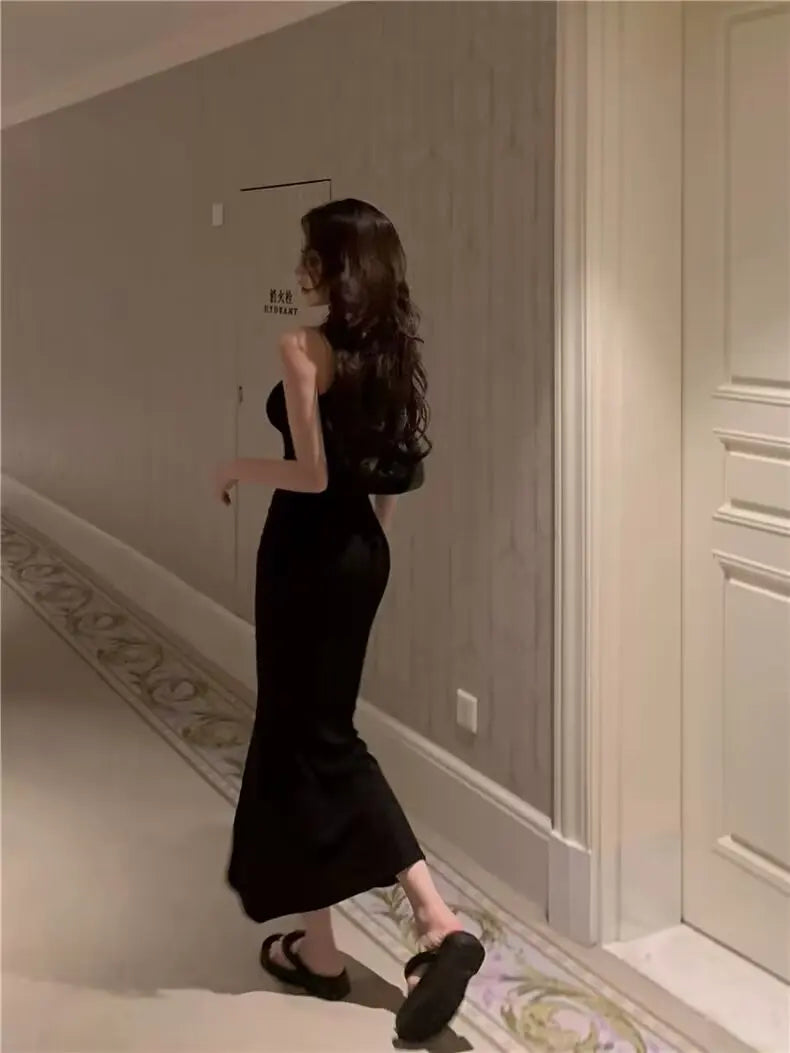 Women's Turtleneck Knit Bodycon Ankle-Length Maxi Dress