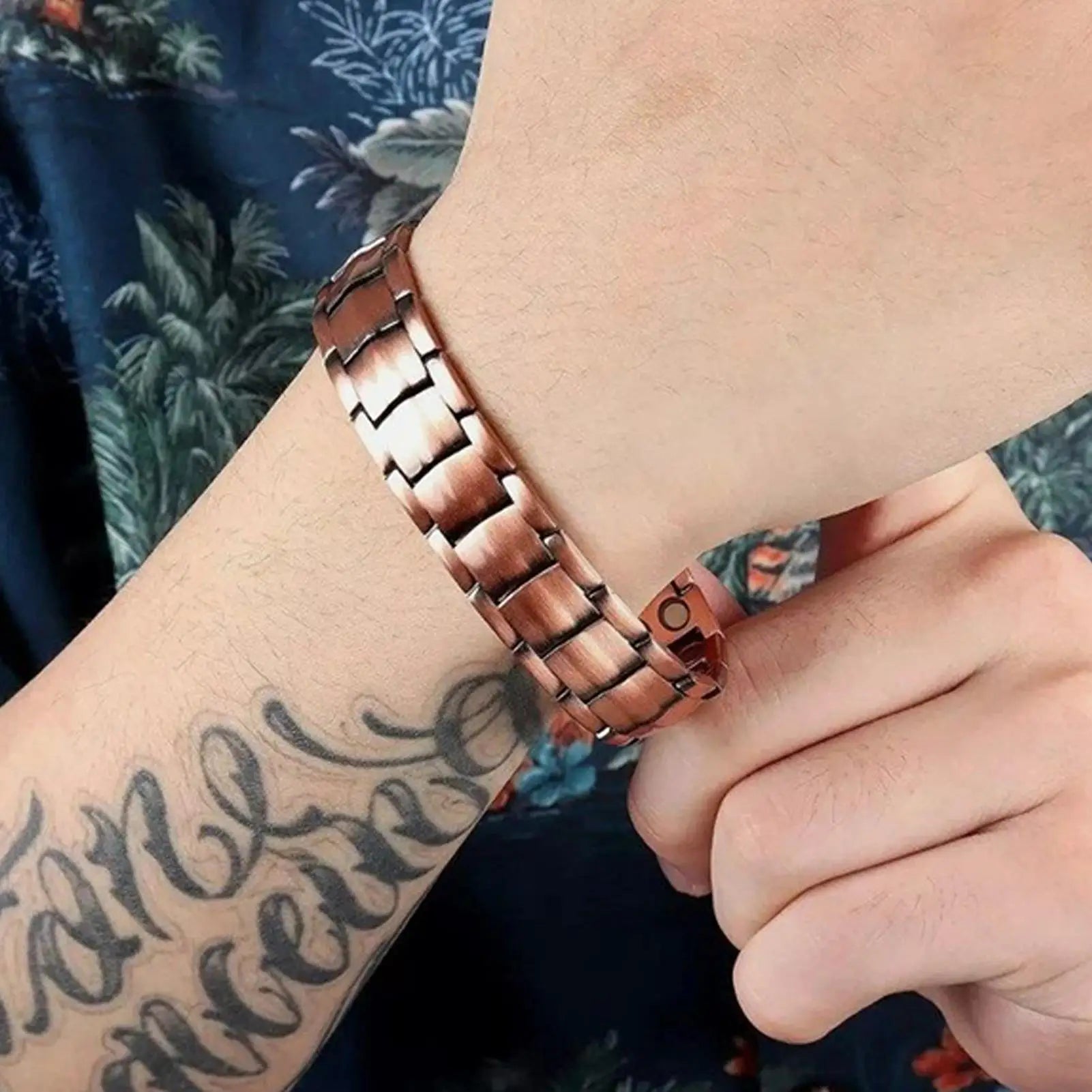 Men's Magnetic Copper Bracelet — Tin Gold Adjustable Sports & Outdoor Jewellery (21 cm)