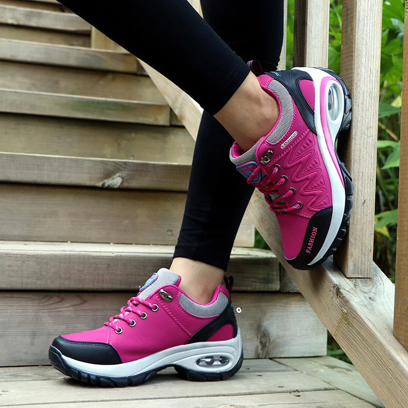 Women's PU-EVA Breathable Platform Lace-Up Walking Sneakers