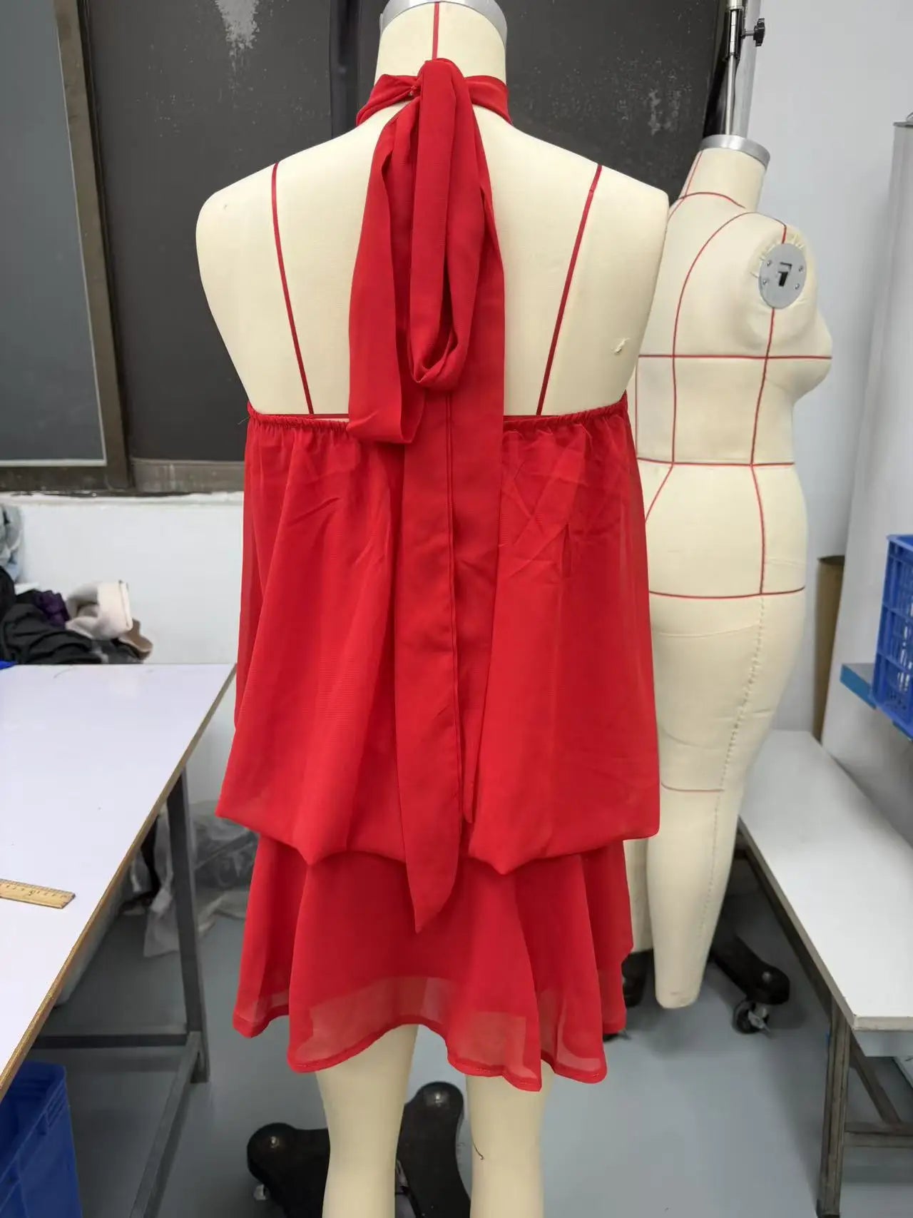 Women's Polyester Backless Slim-Fit A-Line Beach Dress