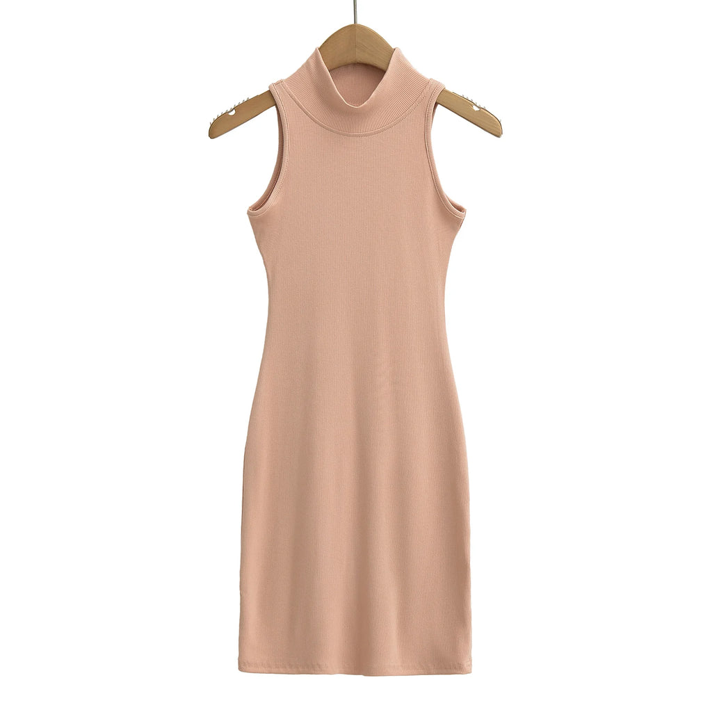 Women's Turtleneck Knit Bodycon Ankle-Length Maxi Dress