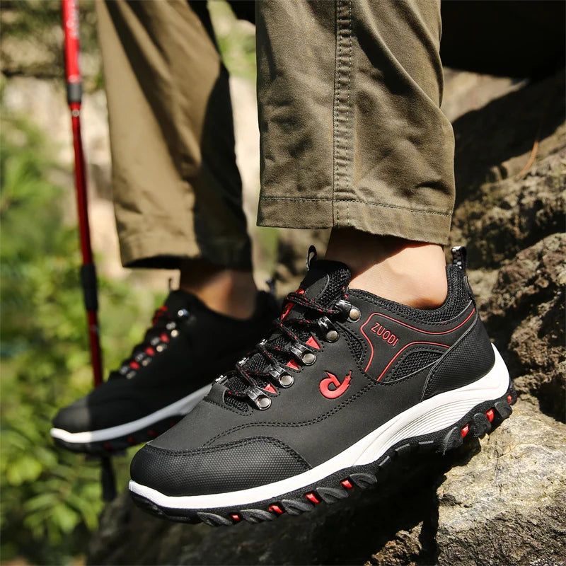 Men's Leather Casual Sport Sneakers — Lightweight Walking Shoes