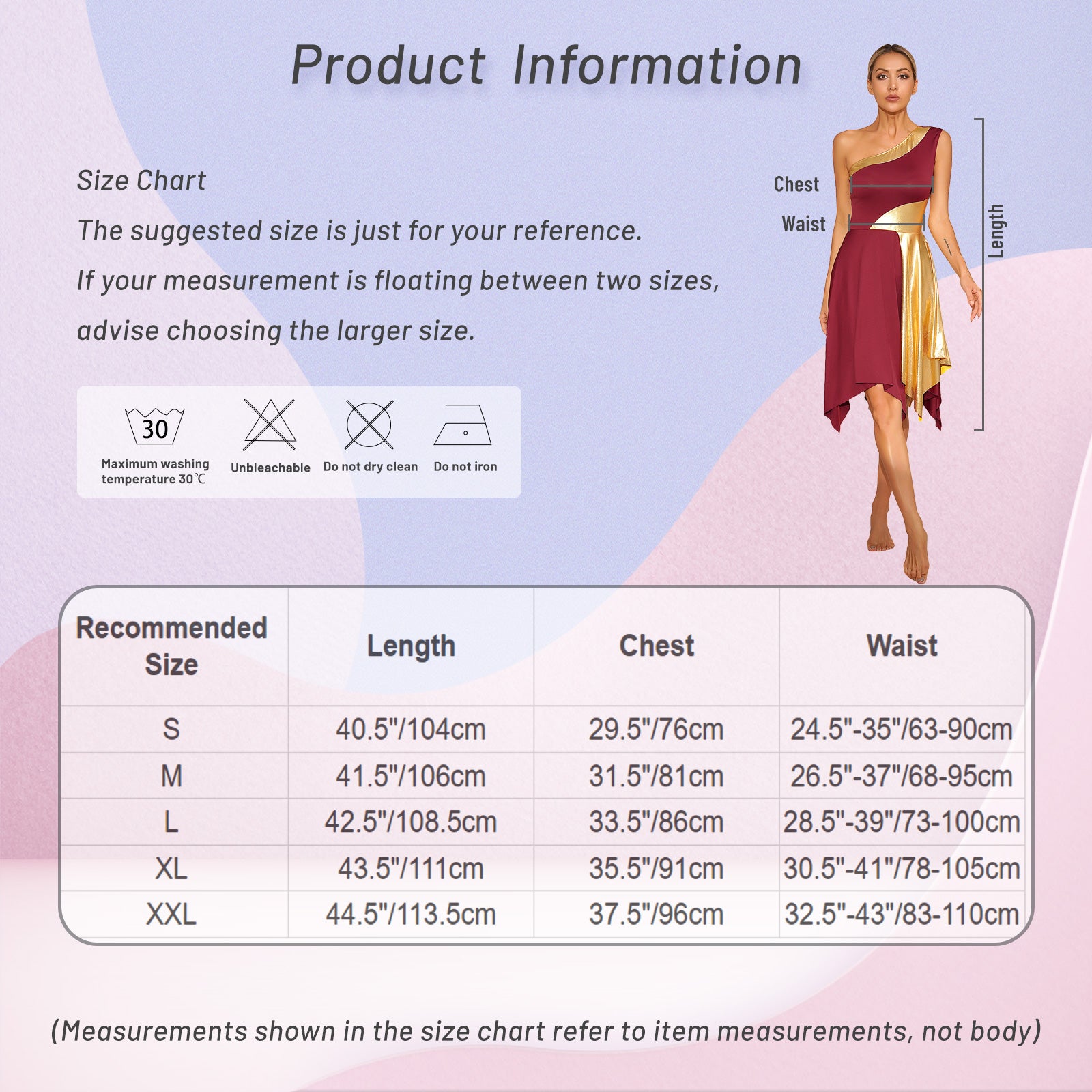 Women's Polyester-Spandex One-Shoulder Metallic Lyrical Dance Worship Dress