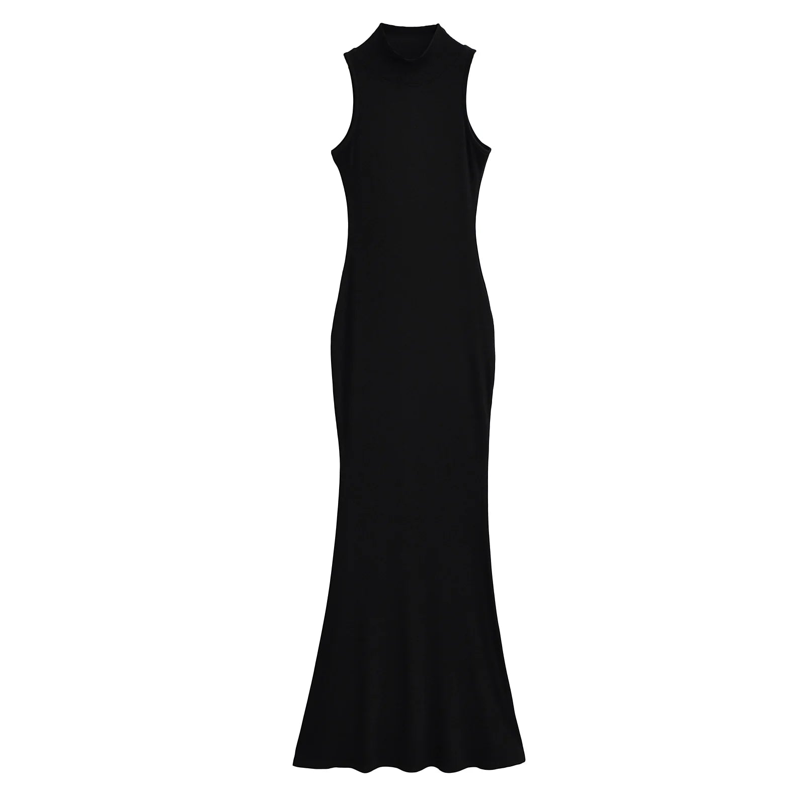Women's Turtleneck Knit Bodycon Ankle-Length Maxi Dress
