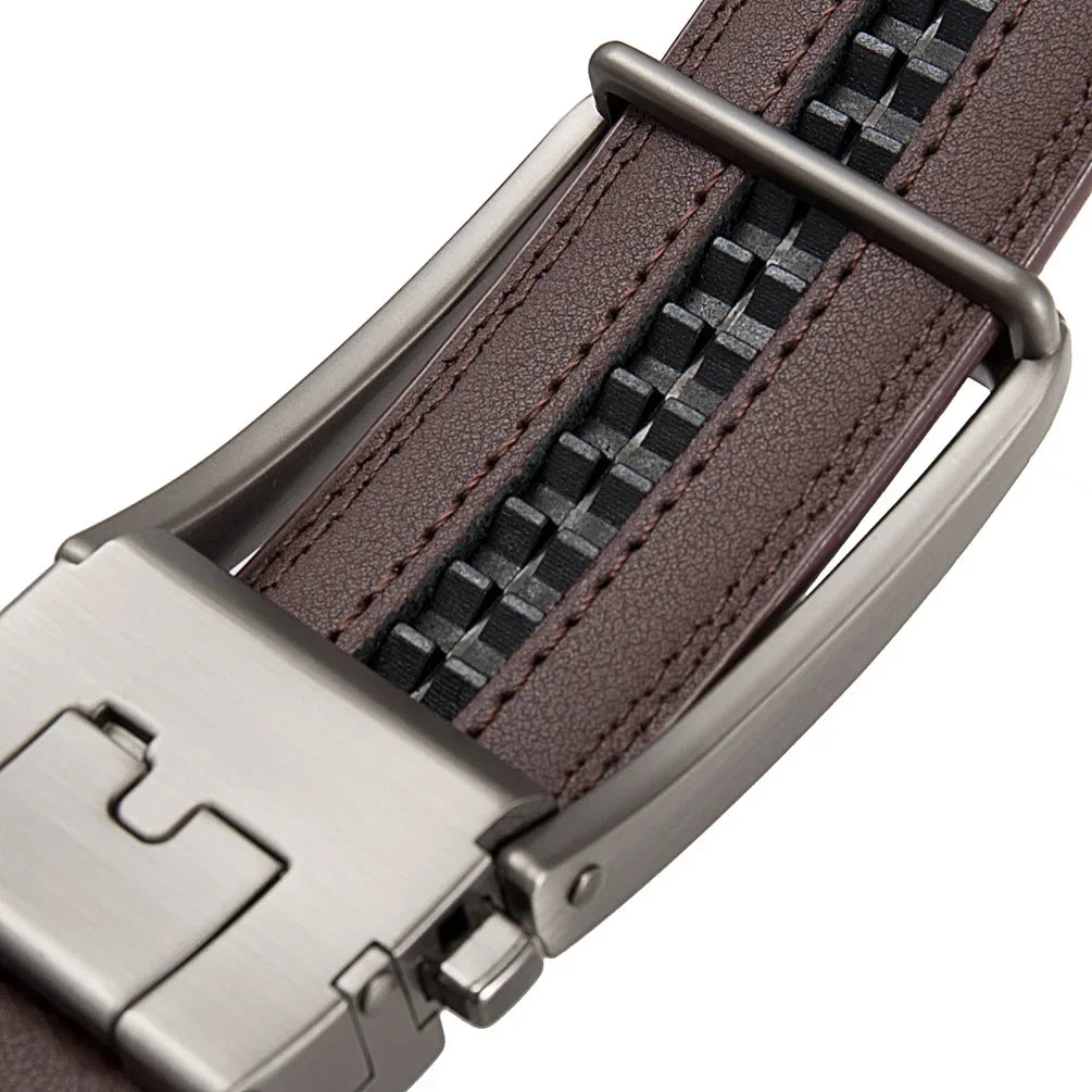 Men's Genuine Leather Belt — Automatic Buckle Luxury Designer Jeans Waistband