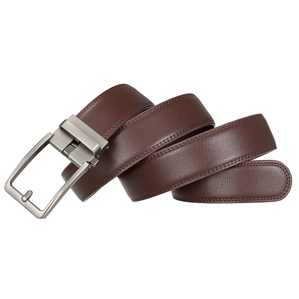 Men's Genuine Leather Belt — Automatic Buckle Luxury Designer Jeans Waistband