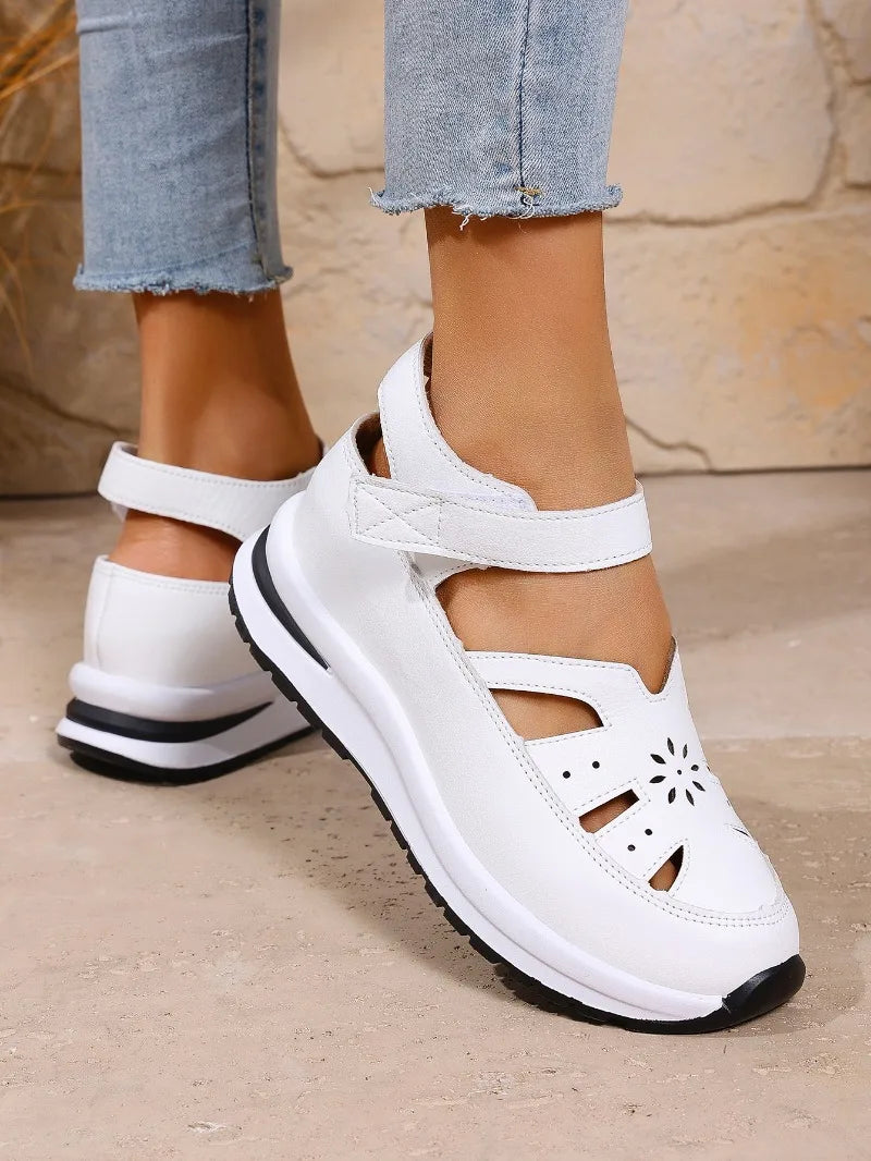 Women's Closed Toe Wedge Sandals — Buckle Strap Office & Career Summer Shoes