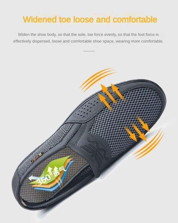 Men's Breathable Mesh Chunky Sole Sneakers — Lightweight Slip-On