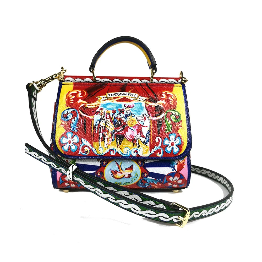 Women's Rose Leather Crossbody Tote Bag — Lady Shoulder Handbag in Yellow & More