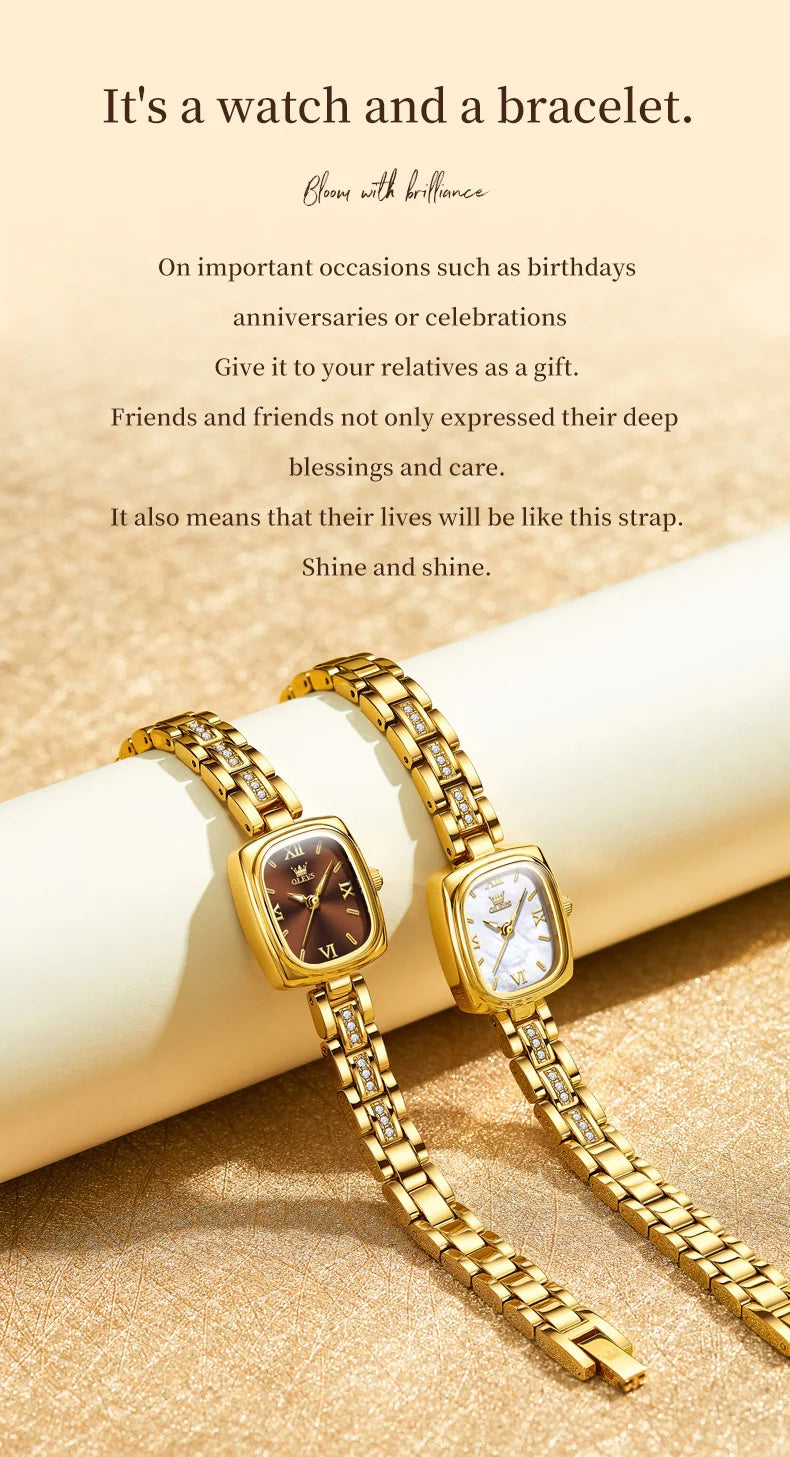 OLEVS Women's Luxury Square Bracelet Luminous Waterproof Quartz Dress Watch