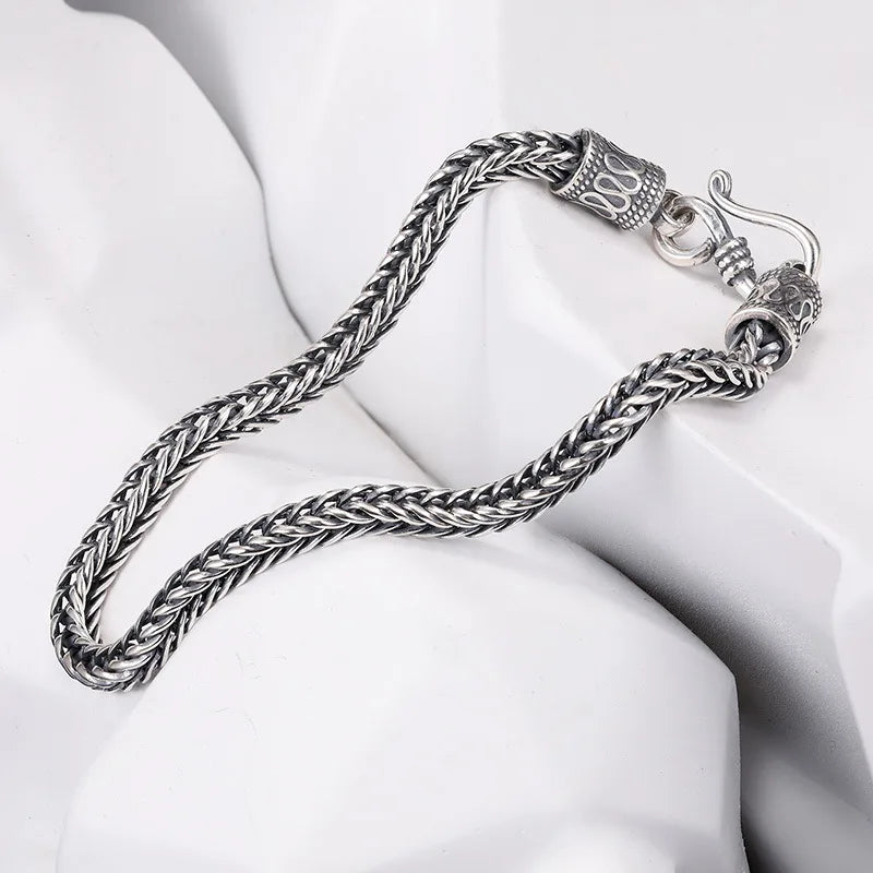 Men's 925 Sterling Silver Charm Bracelet — Vintage Wedding & Engagement Fashion Jewellery
