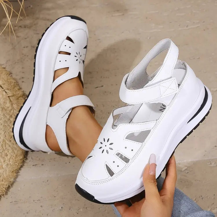 Women's Closed Toe Wedge Sandals — Buckle Strap Office & Career Summer Shoes