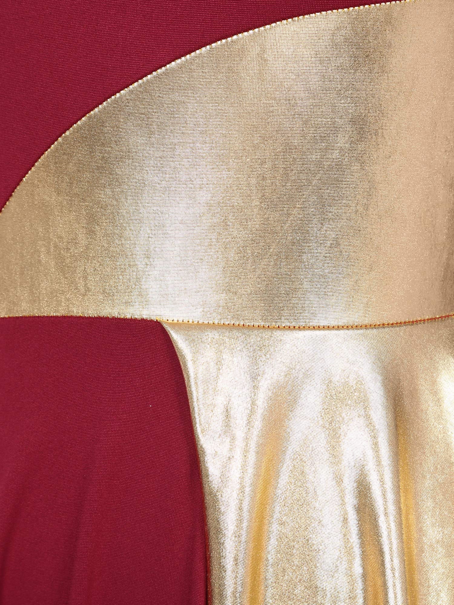 Women's Polyester-Spandex One-Shoulder Metallic Lyrical Dance Worship Dress