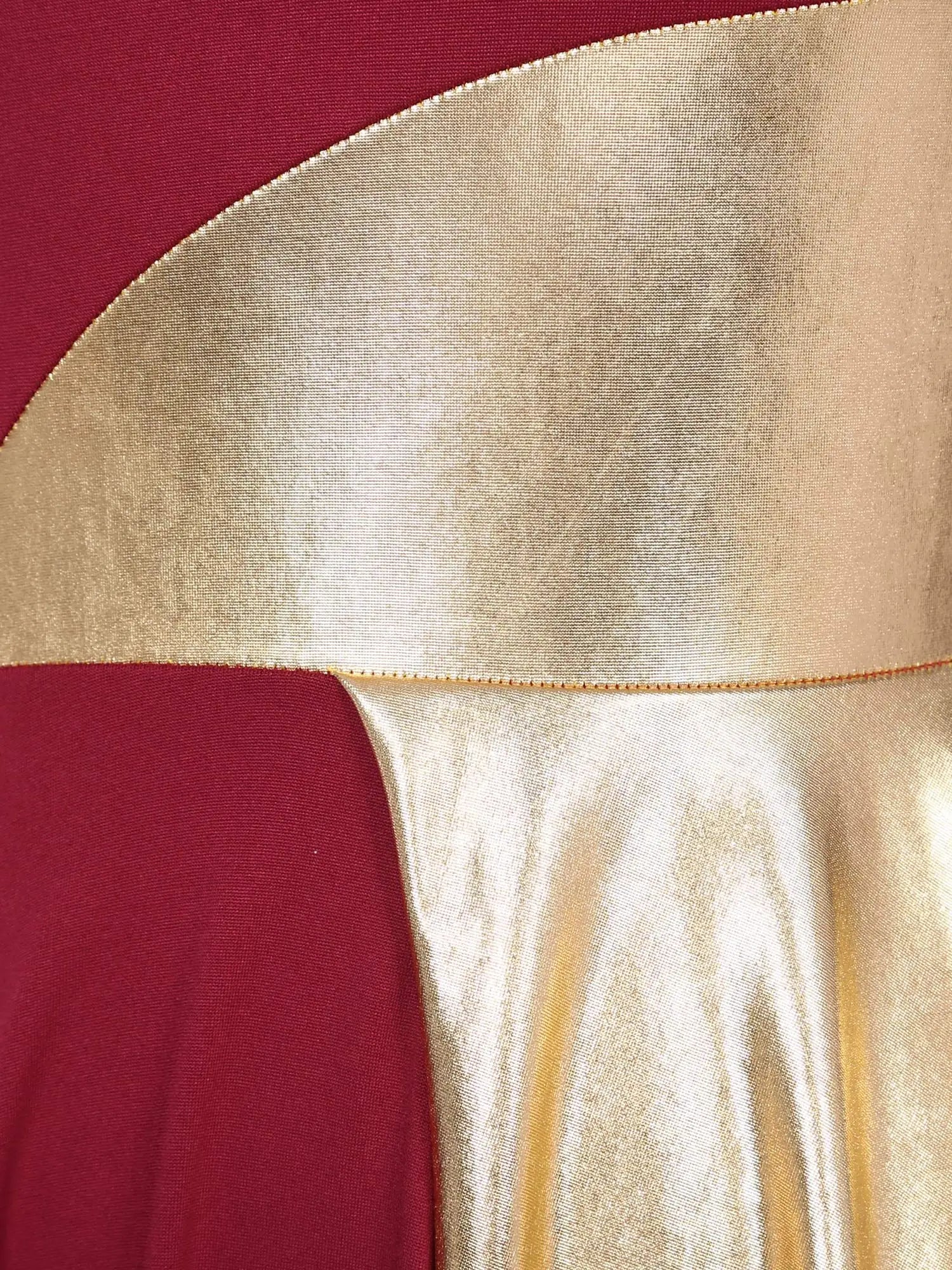 Women's Polyester-Spandex One-Shoulder Metallic Lyrical Dance Worship Dress