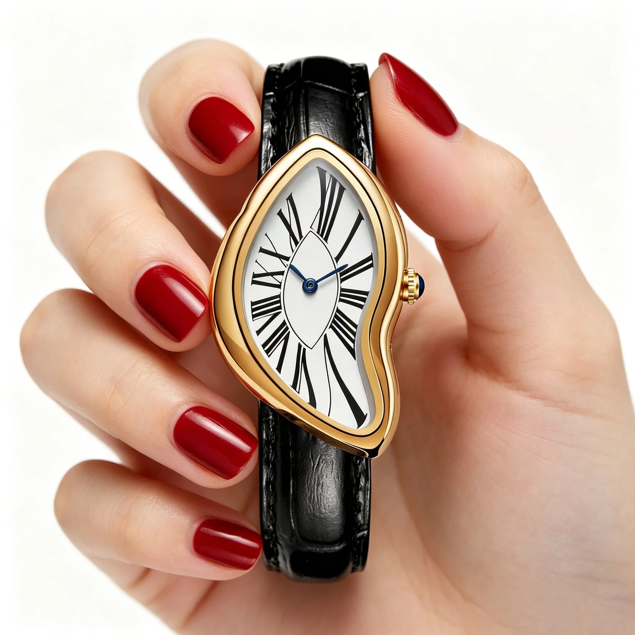 Women's Retro Y2K Irregular Creative Alloy Case Leather Strap Quartz Watch