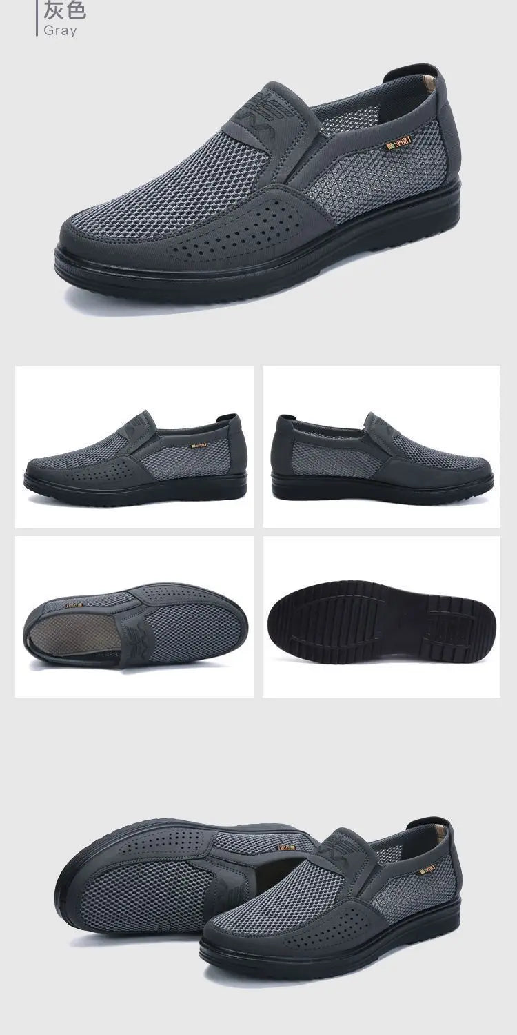 Men's Breathable Mesh Chunky Sole Sneakers — Lightweight Slip-On