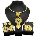 Women's Gold Plated Jewellery Set — Necklace, Earrings, Ring & Bracelet Italian Fashion