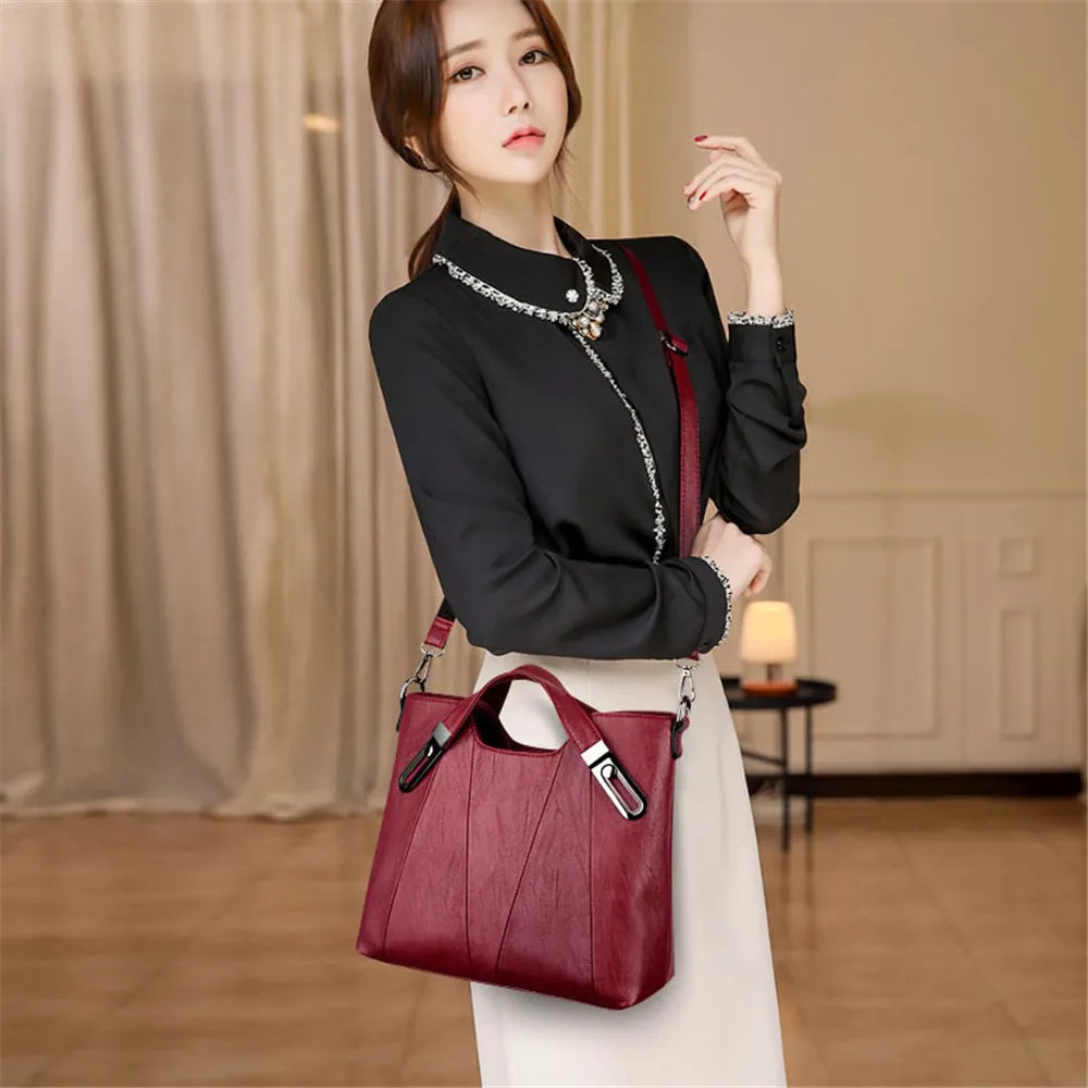 Women's Luxury PU Leather Crossbody Bag — Multi-Pocket Shoulder & Tote Handbag