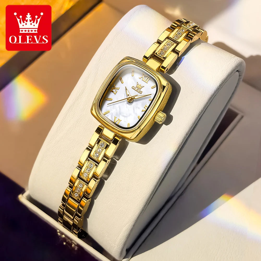 OLEVS Women's Luxury Square Bracelet Luminous Waterproof Quartz Dress Watch