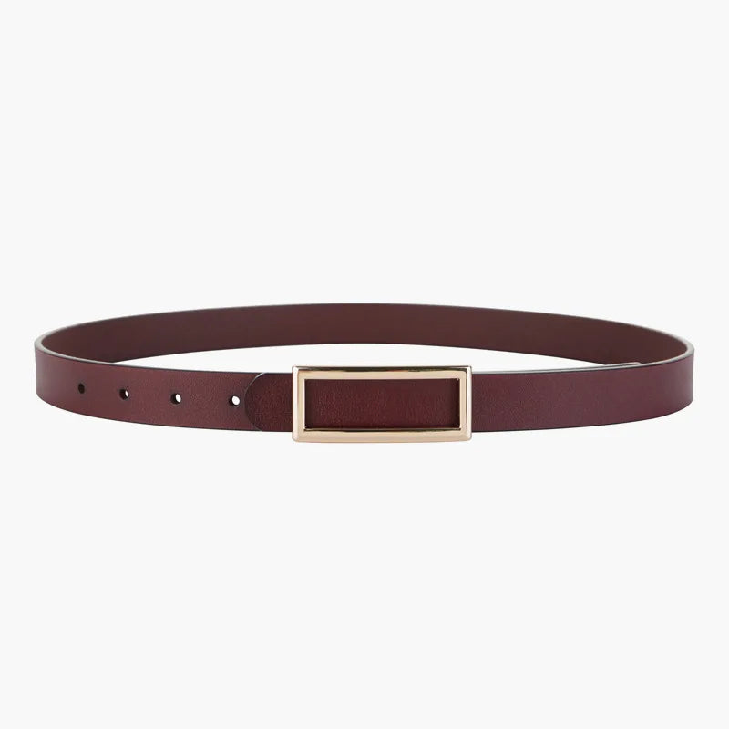 Women's Genuine Leather Belt — Metal Buckle Strap for Jeans & Dresses