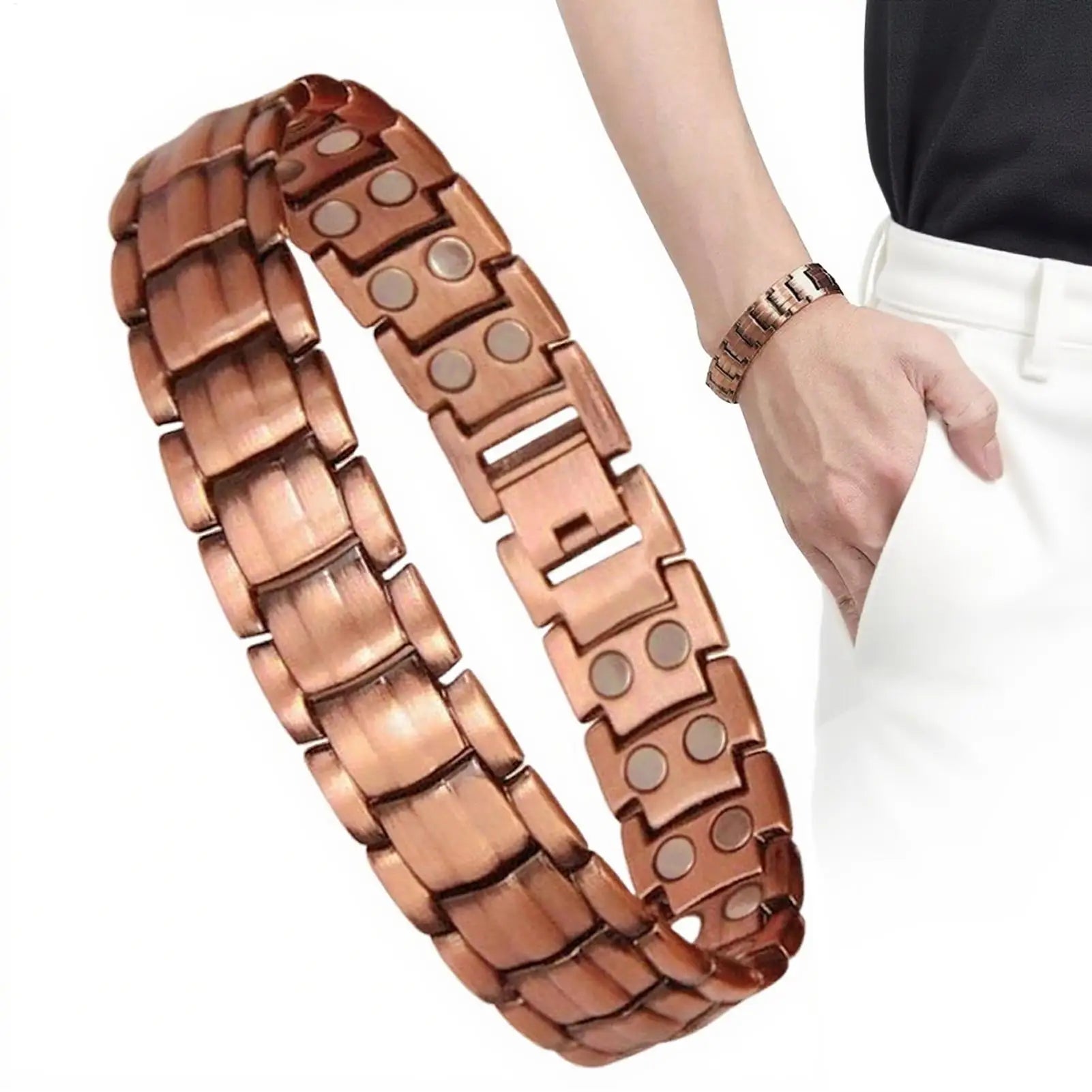Men's Pure Copper Magnetic Bracelet — Adjustable Sports & Gym Jewellery (21 cm)