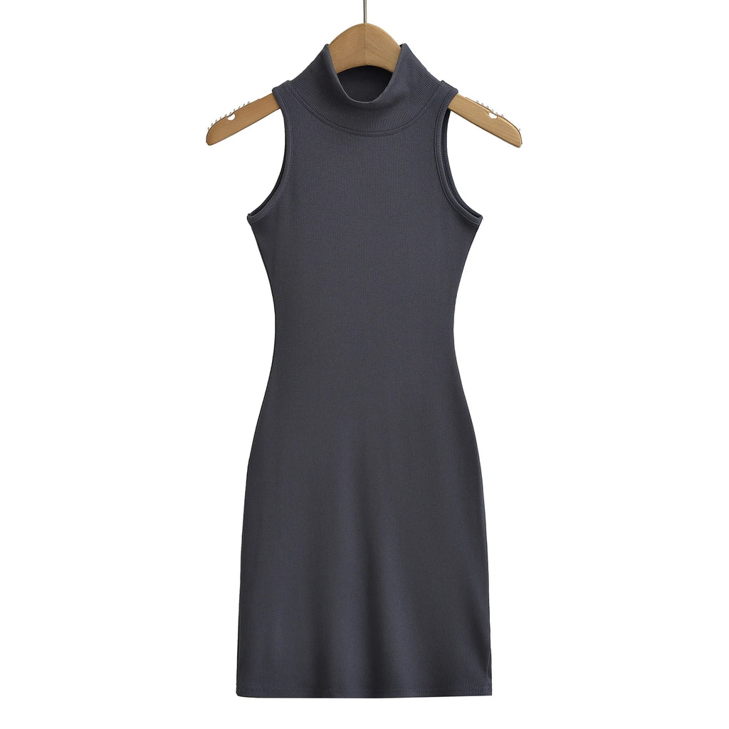Women's Turtleneck Knit Bodycon Ankle-Length Maxi Dress