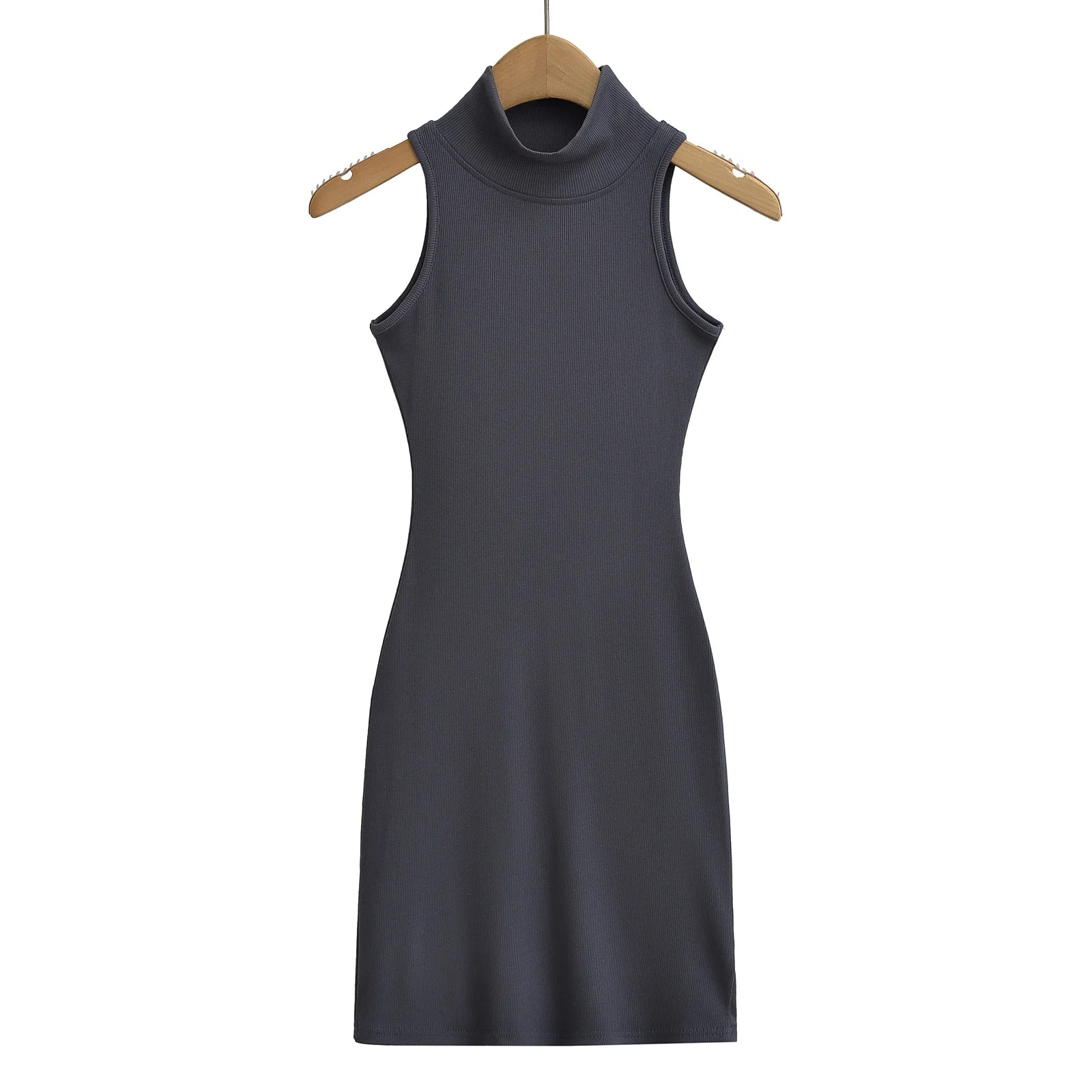 Women's Turtleneck Knit Bodycon Ankle-Length Maxi Dress