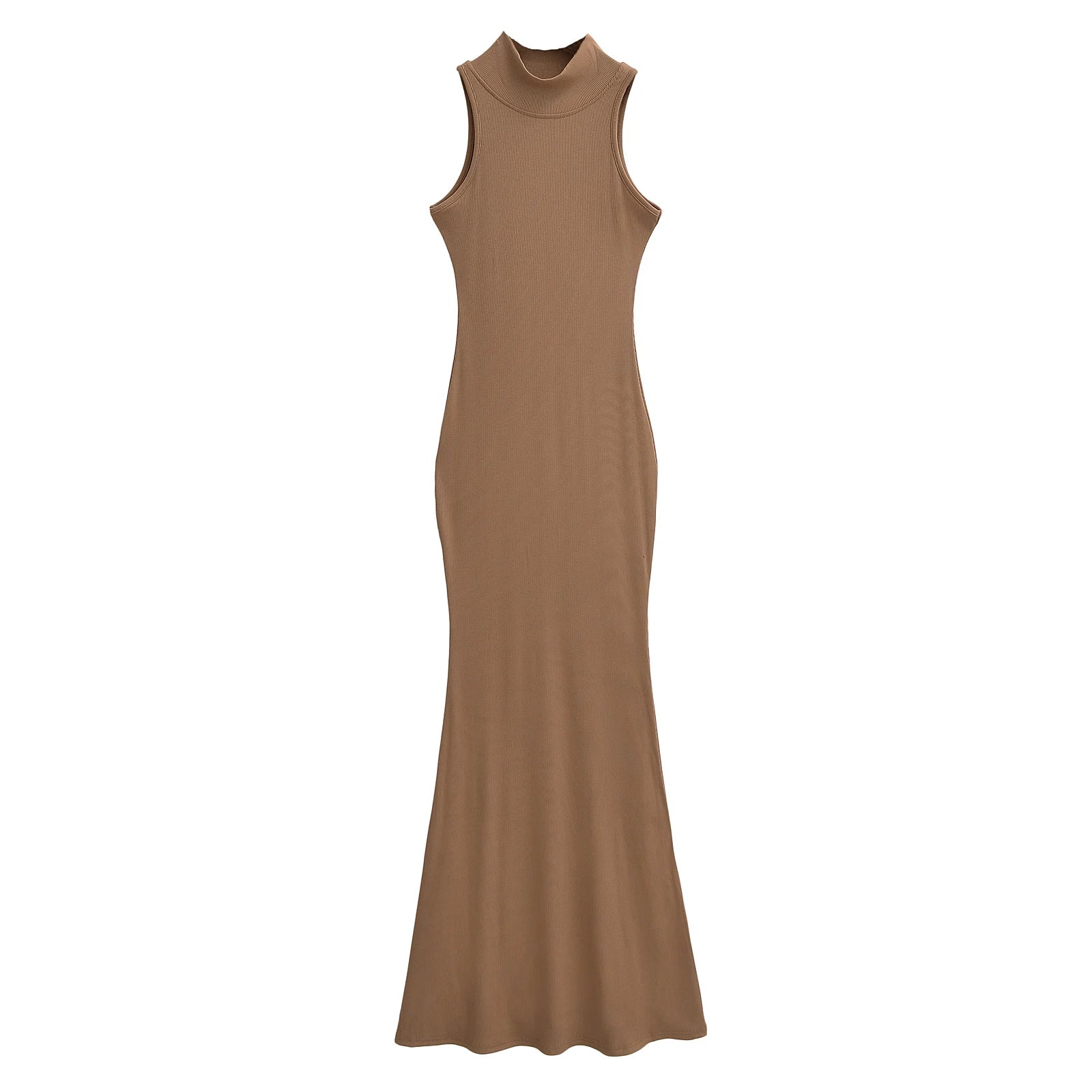 Women's Turtleneck Knit Bodycon Ankle-Length Maxi Dress