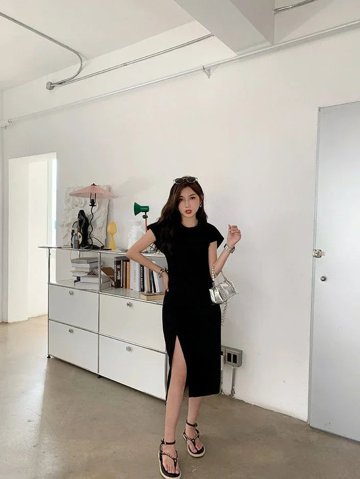 Women's Casual Y2K Asymmetrical Cotton Midi Dress