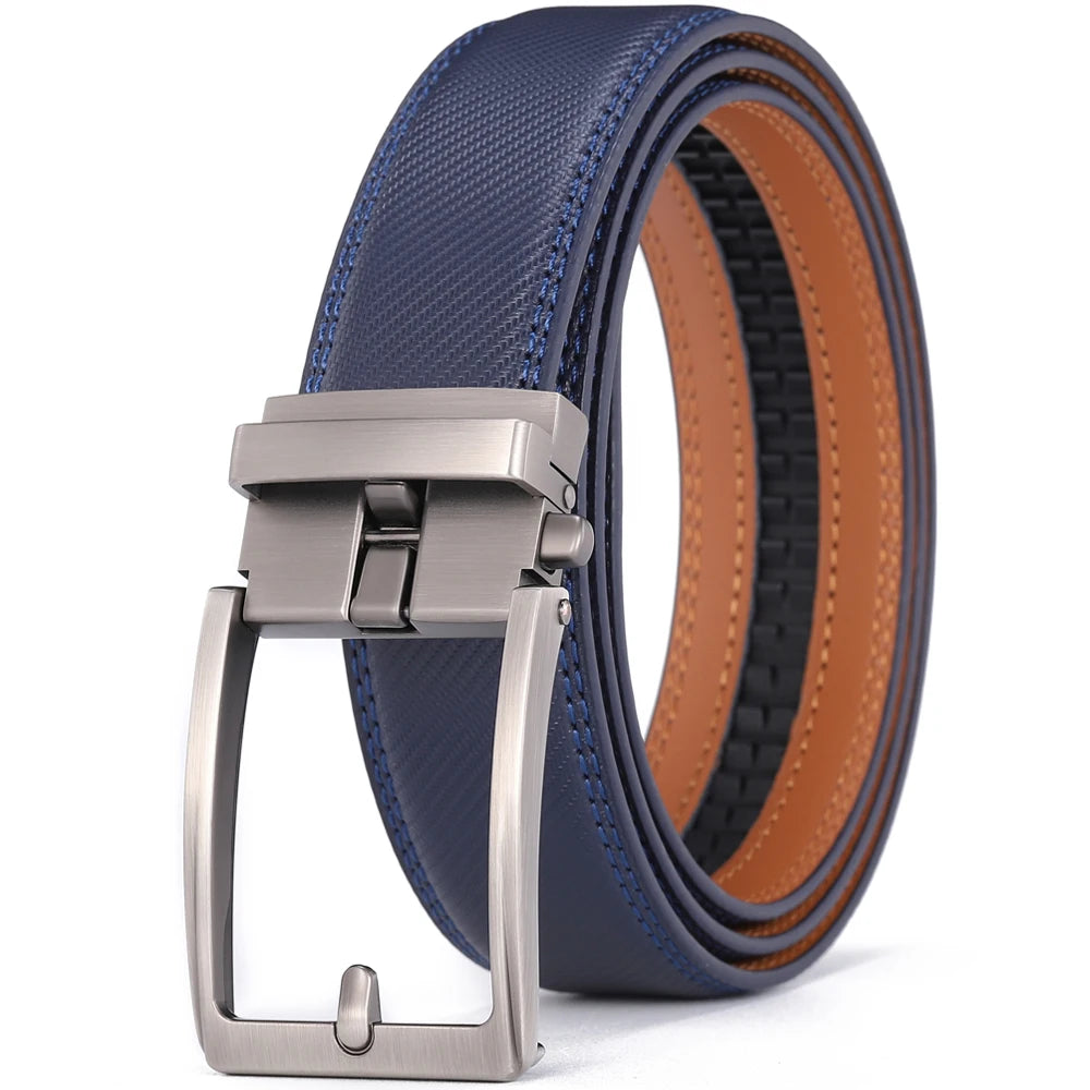 Men's Leather Belt — Automatic Buckle Carbon Fibre Pattern Luxury Strap