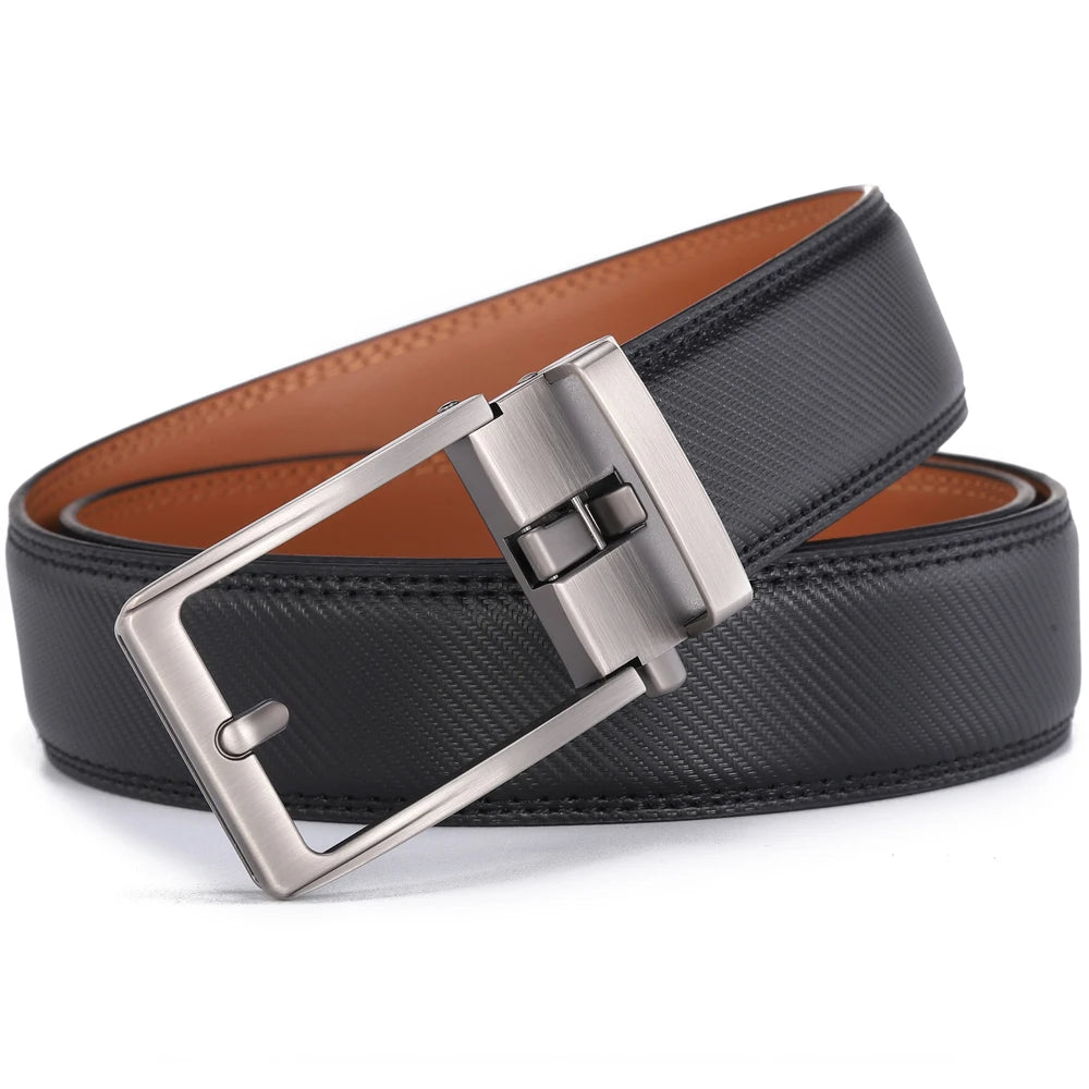 Men's Leather Belt — Automatic Buckle Carbon Fibre Pattern Luxury Strap