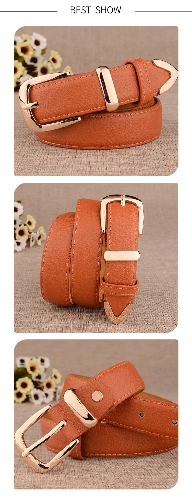 Women's Vintage Pin Buckle PU Leather Trouser Belt — Solid Casual Waistband
