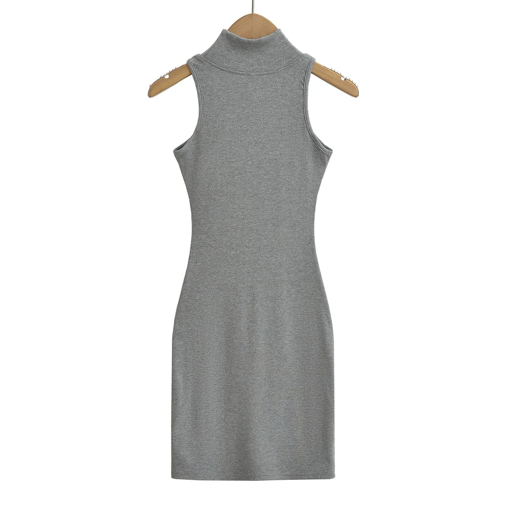 Women's Turtleneck Knit Bodycon Ankle-Length Maxi Dress