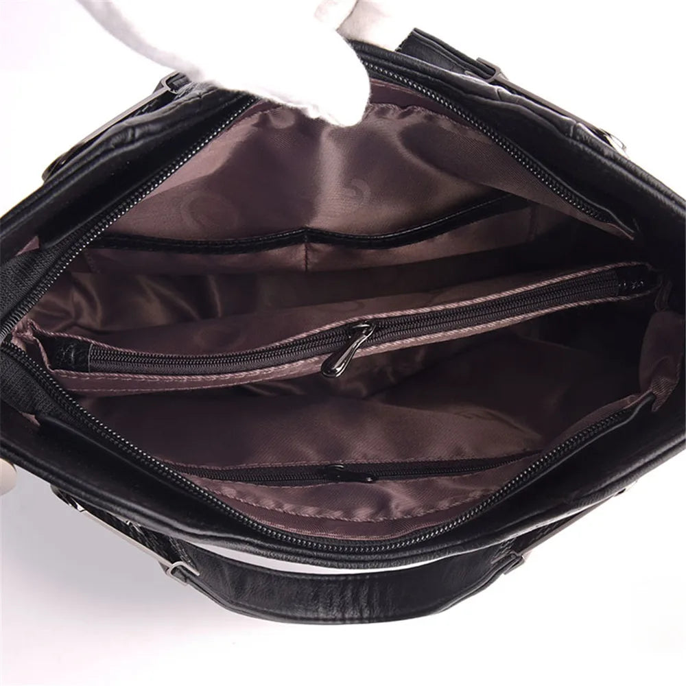 Women's Luxury PU Leather Crossbody Bag — Multi-Pocket Shoulder & Tote Handbag
