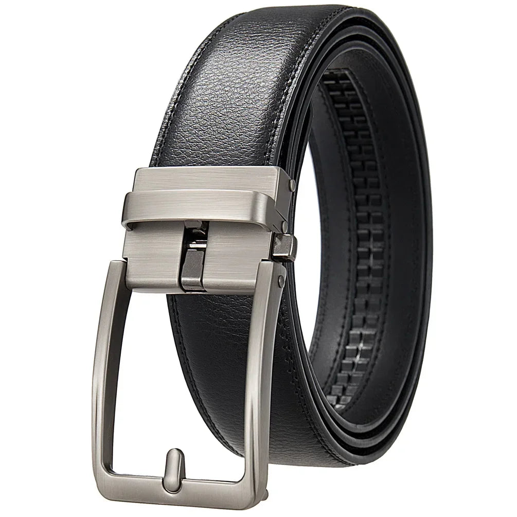 Men's Genuine Leather Belt — Automatic Buckle Luxury Designer Jeans Waistband