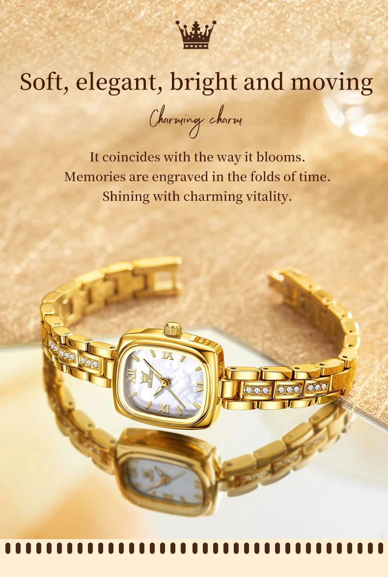 OLEVS Women's Luxury Square Bracelet Luminous Waterproof Quartz Dress Watch