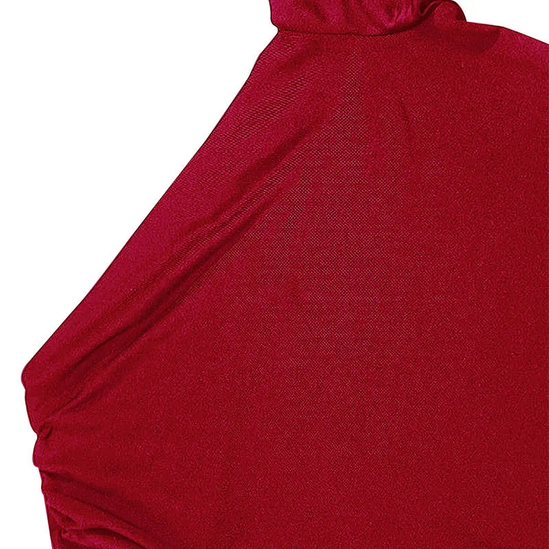 Women's Polyester-Elastane Knit One-Shoulder Backless Slim Club Dress