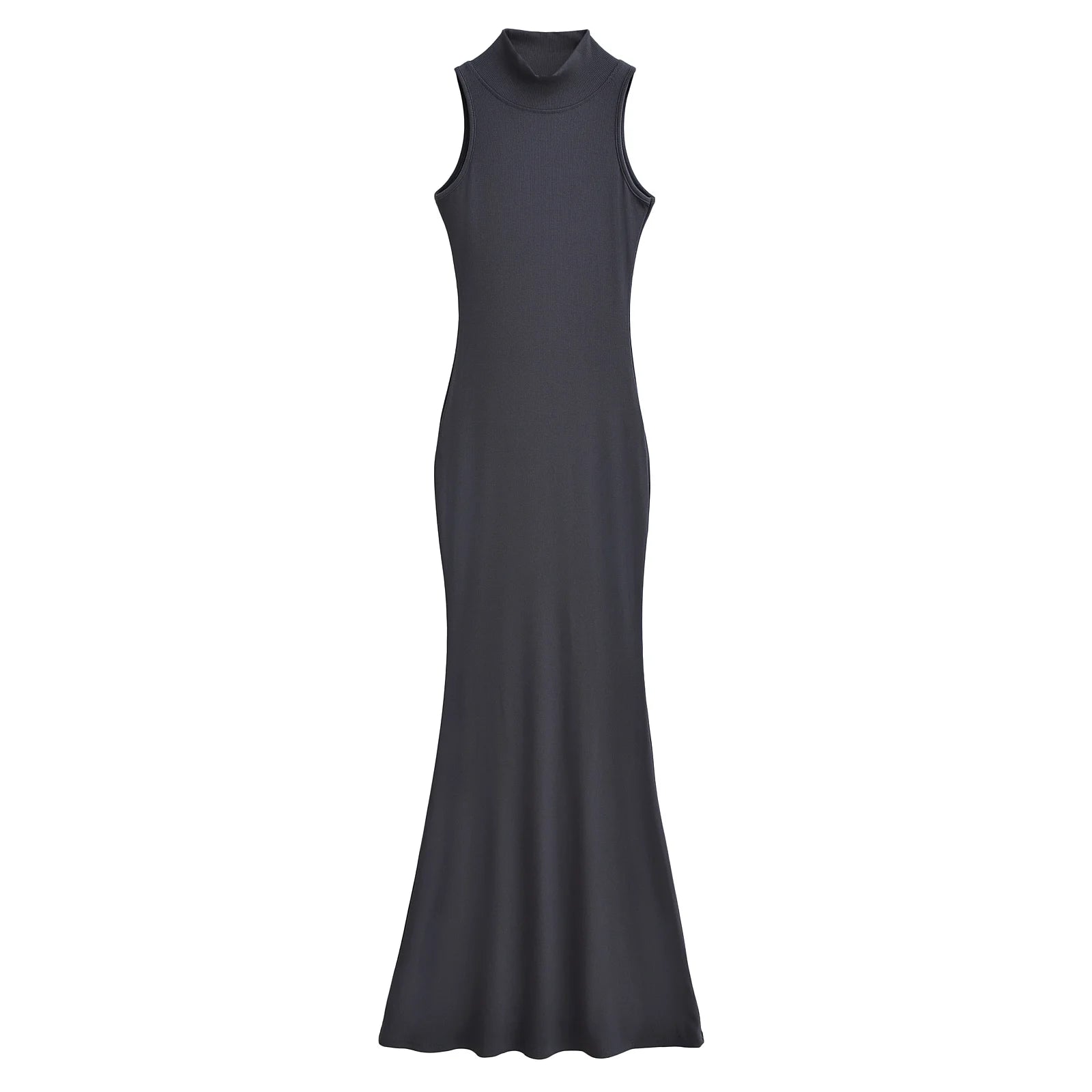 Women's Turtleneck Knit Bodycon Ankle-Length Maxi Dress