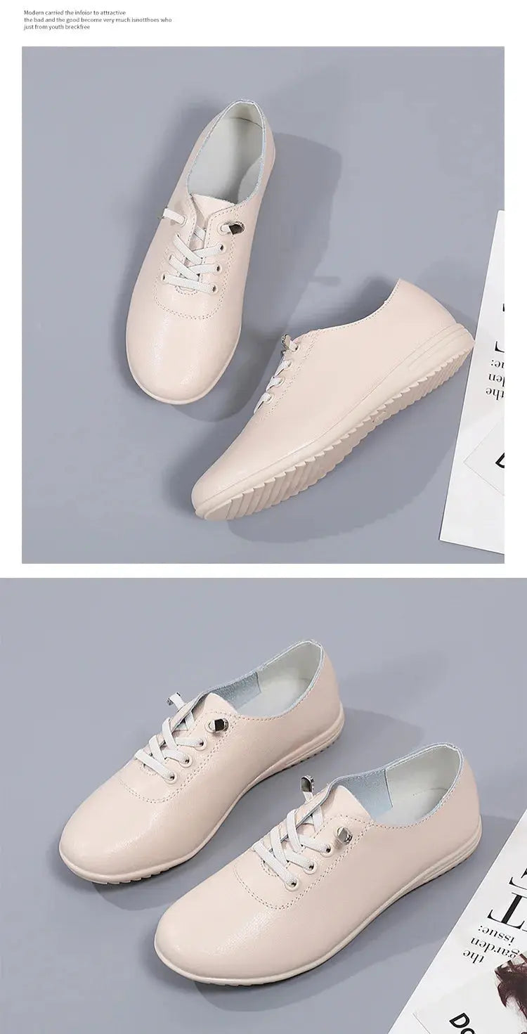 TrenLux Wear Women's Lace-Up Leather Loafers — Soft Moccasin Flat Shoes for Spring & Autumn TrenLux Wear